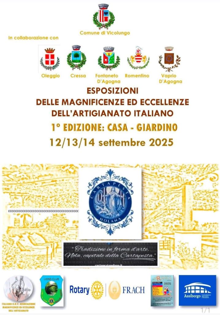 La Cartapesta Nolana protagonista a Novara: al via la prima edizione delle “Esposizioni delle Magnificenze ed Eccellenze dell’Artigianato Italiano”