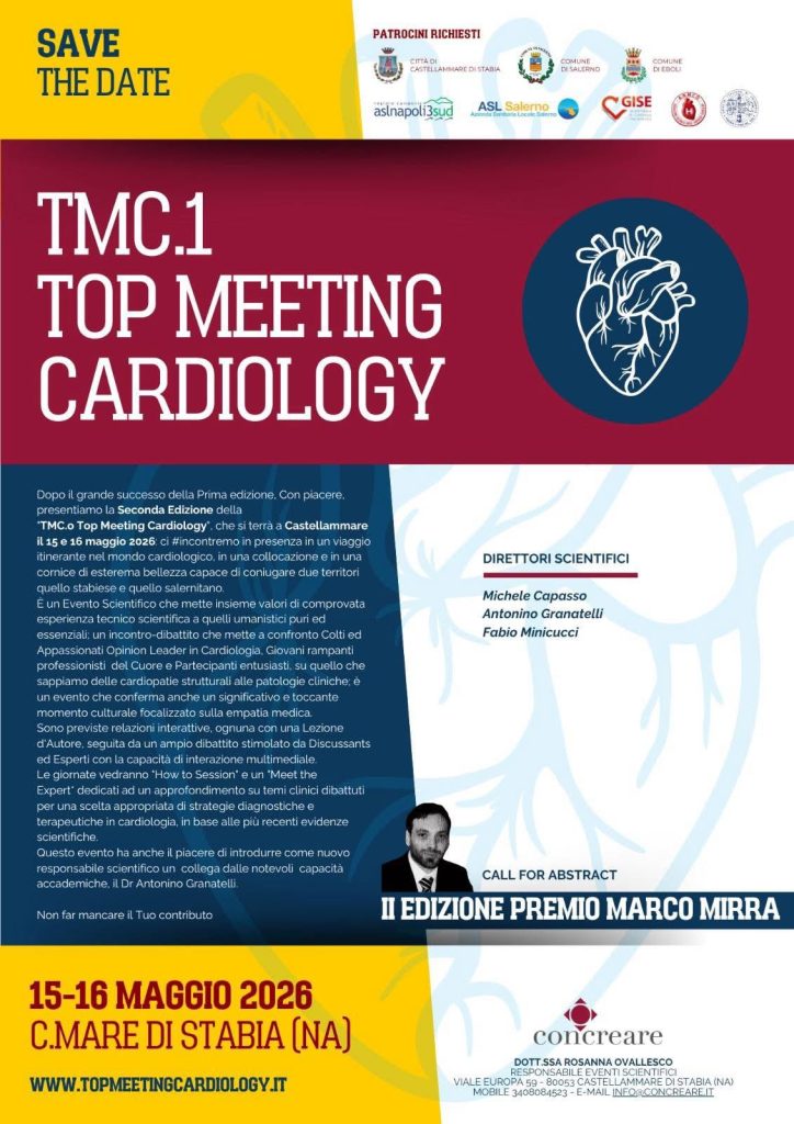 TMC.1 – Top Meeting Cardiology: la seconda edizione a Castellammare di Stabia il 15 e 16 maggio 2026