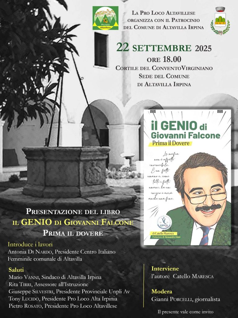 Altavilla Irpina (AV) –Il 22 settembre ospite il magistrato e scrittore Catello Maresca.