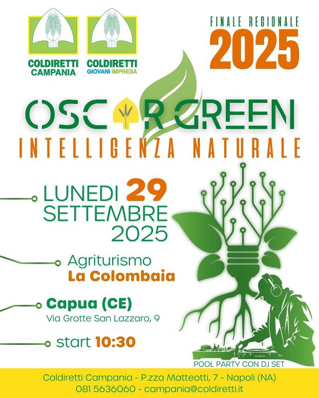 Oscar Green 2025: domani la giornata dedicata agli agricoltori del futuro targati Coldiretti Campania   