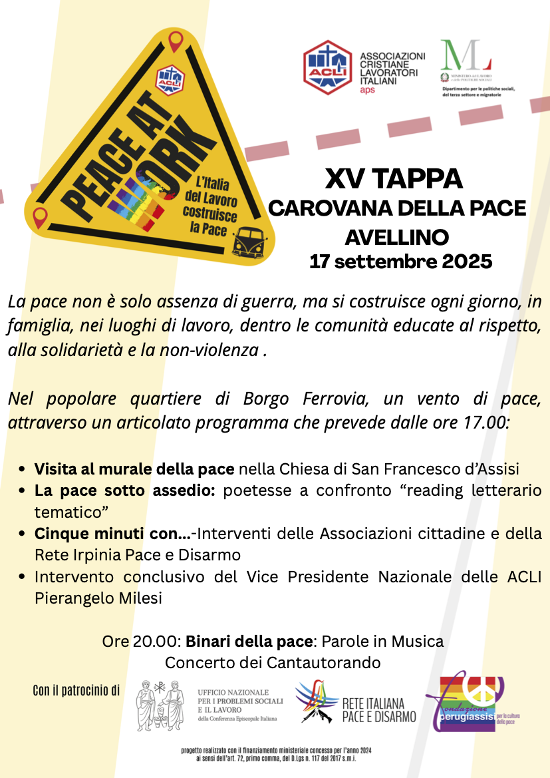 Avellino accoglie la XV tappa della Carovana della Pace: “Peace at Work”