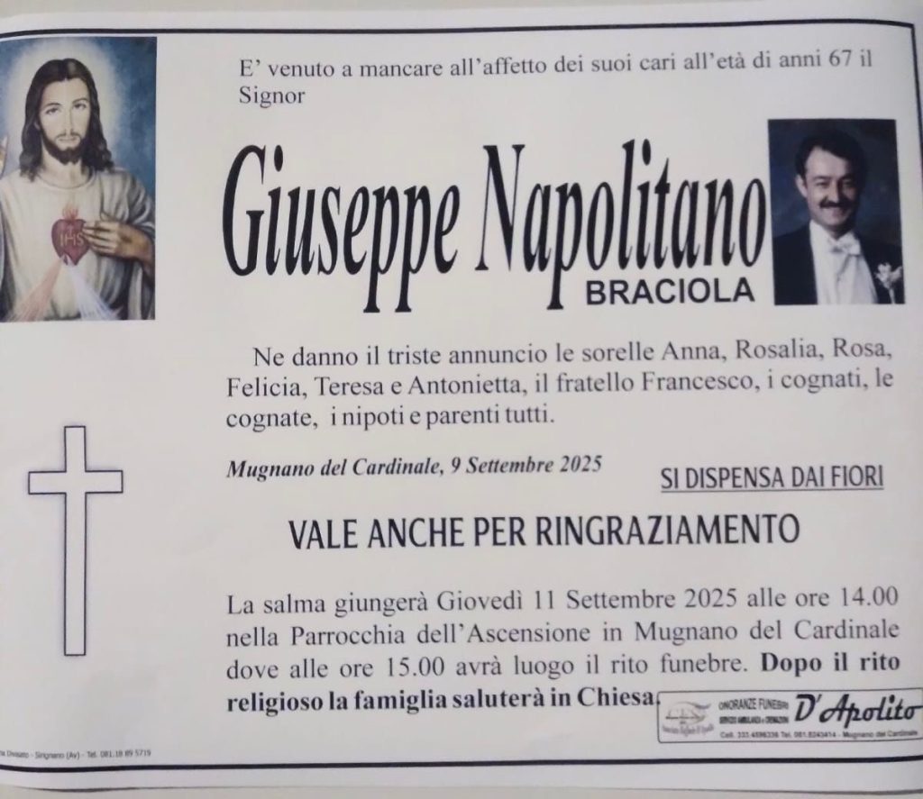 NON È PIÙ. Mugnano del Cardinale, L’ultimo saluto a Peppe ’e Braciola.