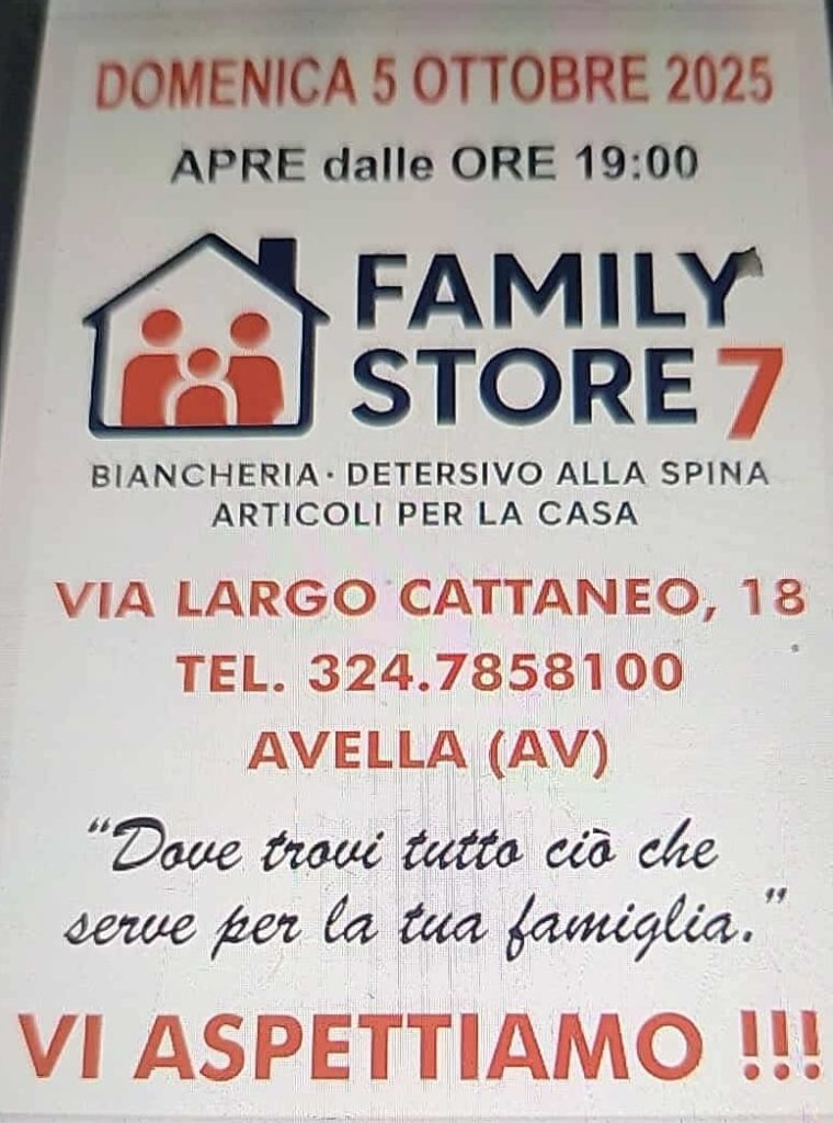Nuova apertura ad Avella: arriva Family Store 7 Nuova apertura ad Avella: arriva Family Store 7