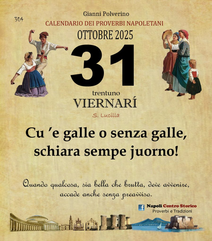 O PRUVERBIO D O JUORNO. Venerdì 31 ottobre 2025