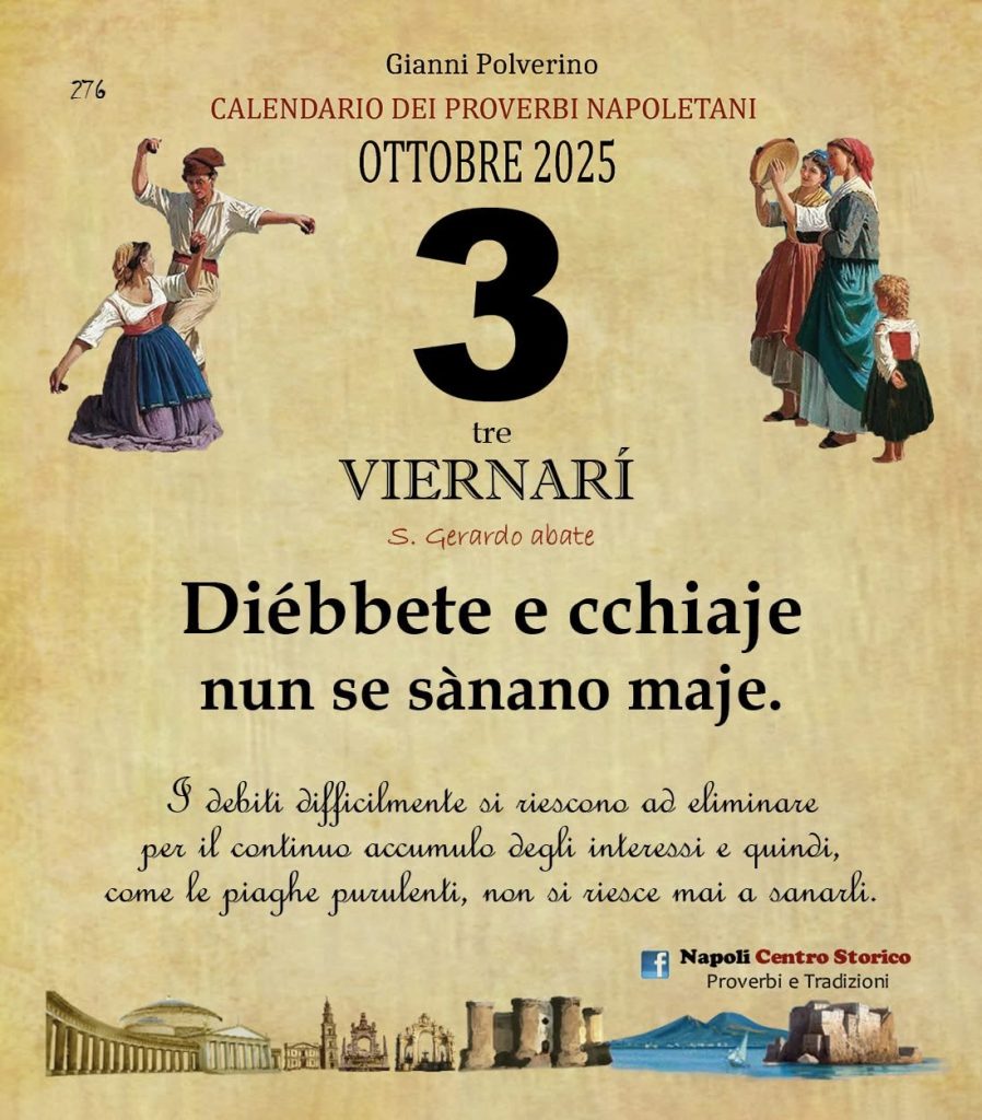 O PRUVERBIO D O JUORNO. Venerdì 3 ottobre 2025