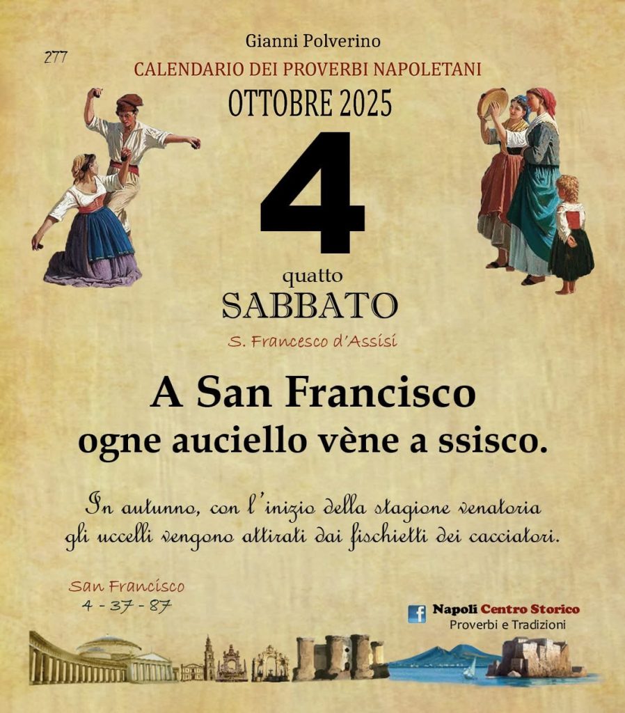 O PRUVERBIO D O JUORNO. Sabato 4 ottobre 2025