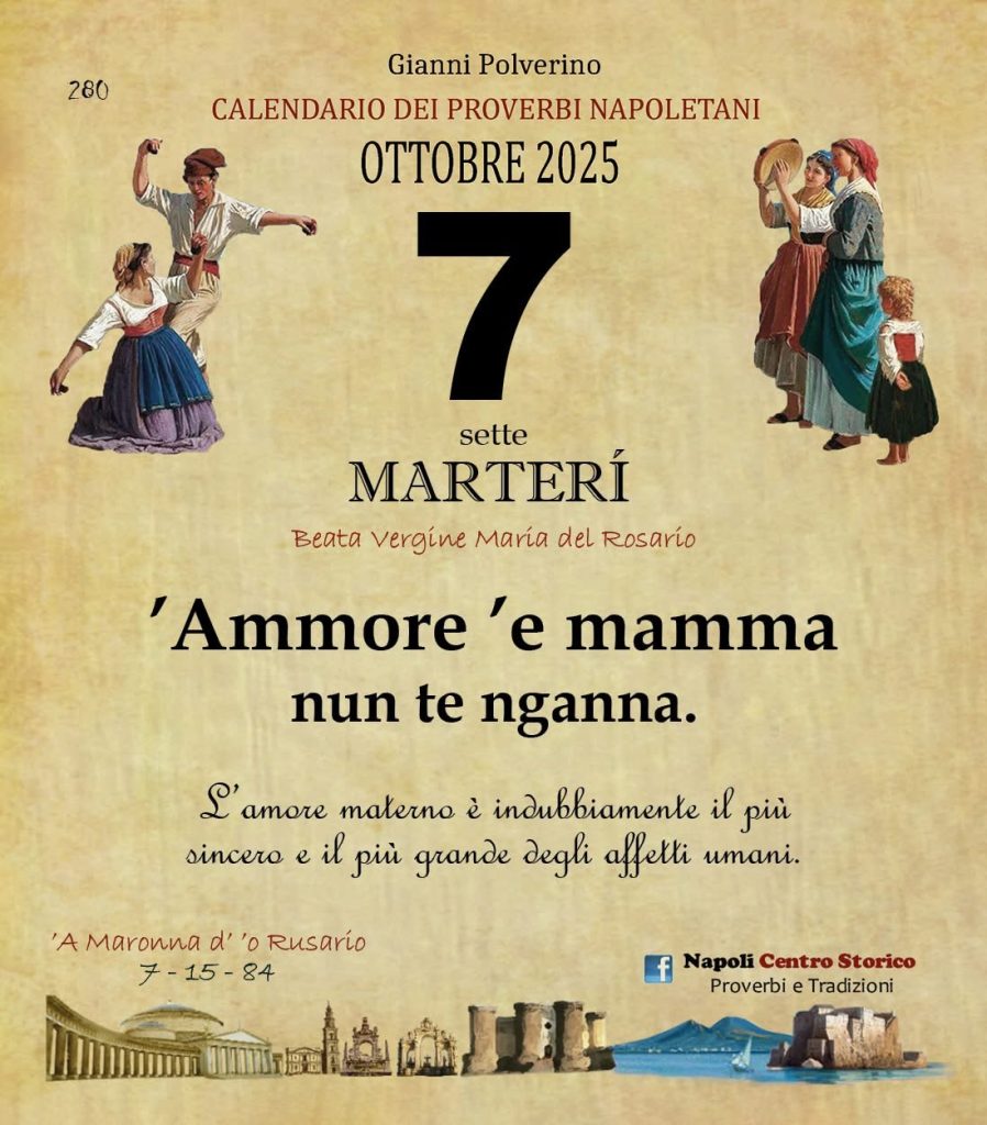 O PRUVERBIO D O JUORNO. Martedì 7 ottobre 2025