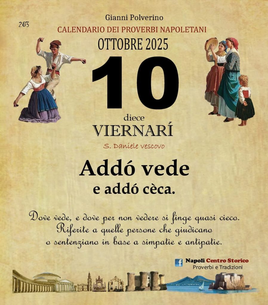 O PRUVERBIO D O JUORNO. Venerdì 10 ottobre 2025