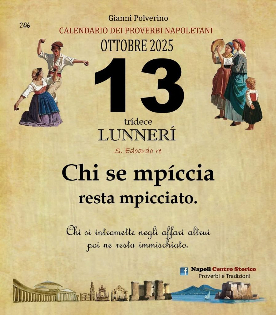 O PRUVERBIO D O JUORNO. Lunedì 13 ottobre 2025