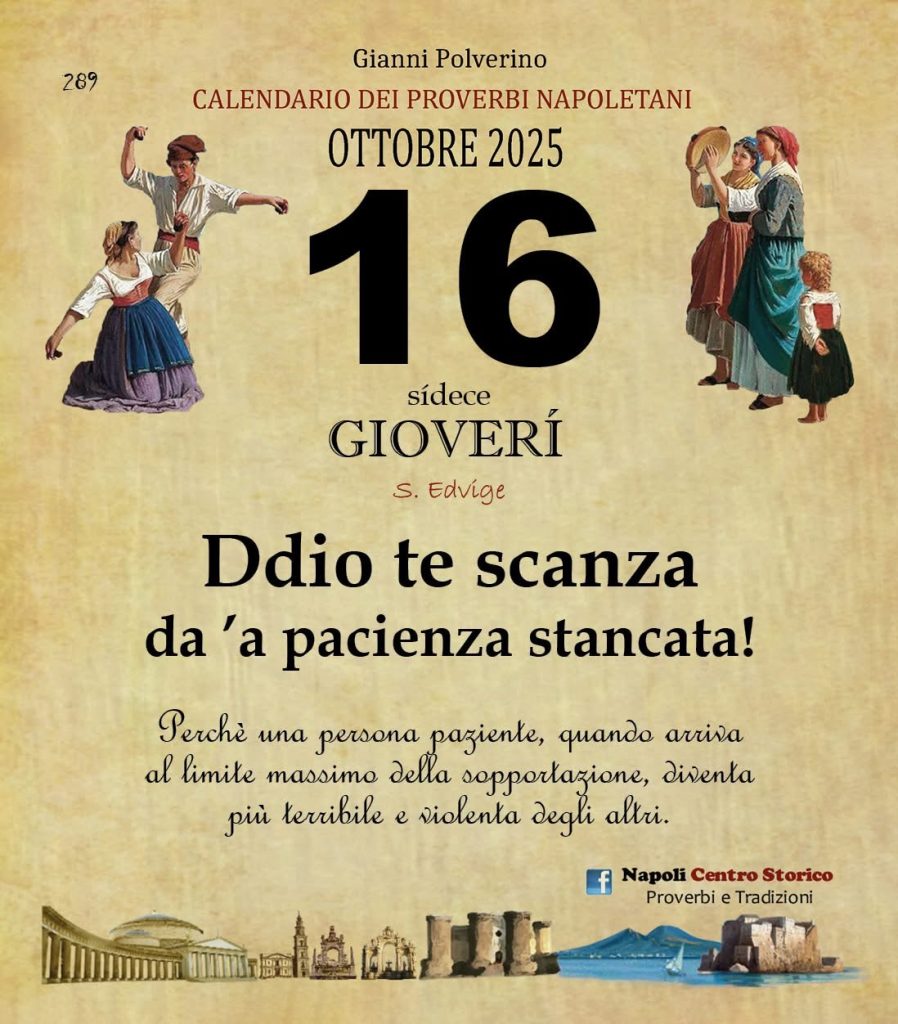 O PRUVERBIO D O JUORNO. Giovedì 16 ottobre 2025