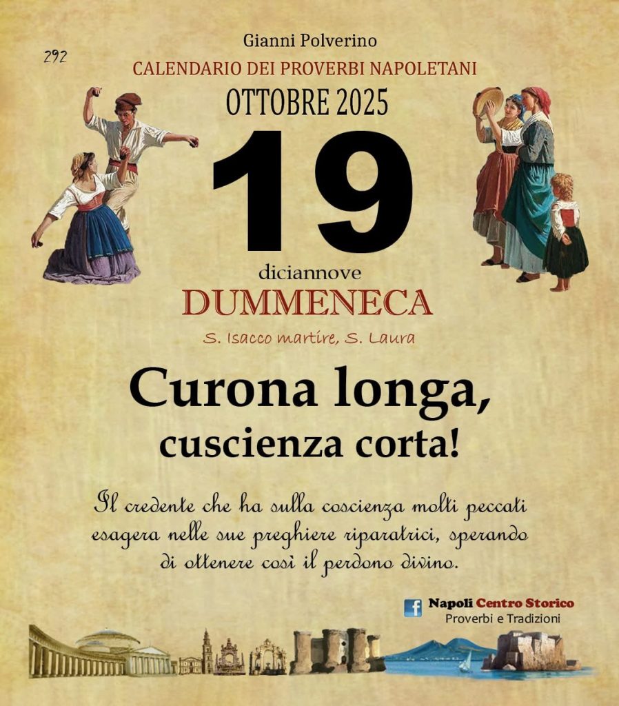 O PRUVERBIO D O JUORNO. Domenica 19 ottobre 2025