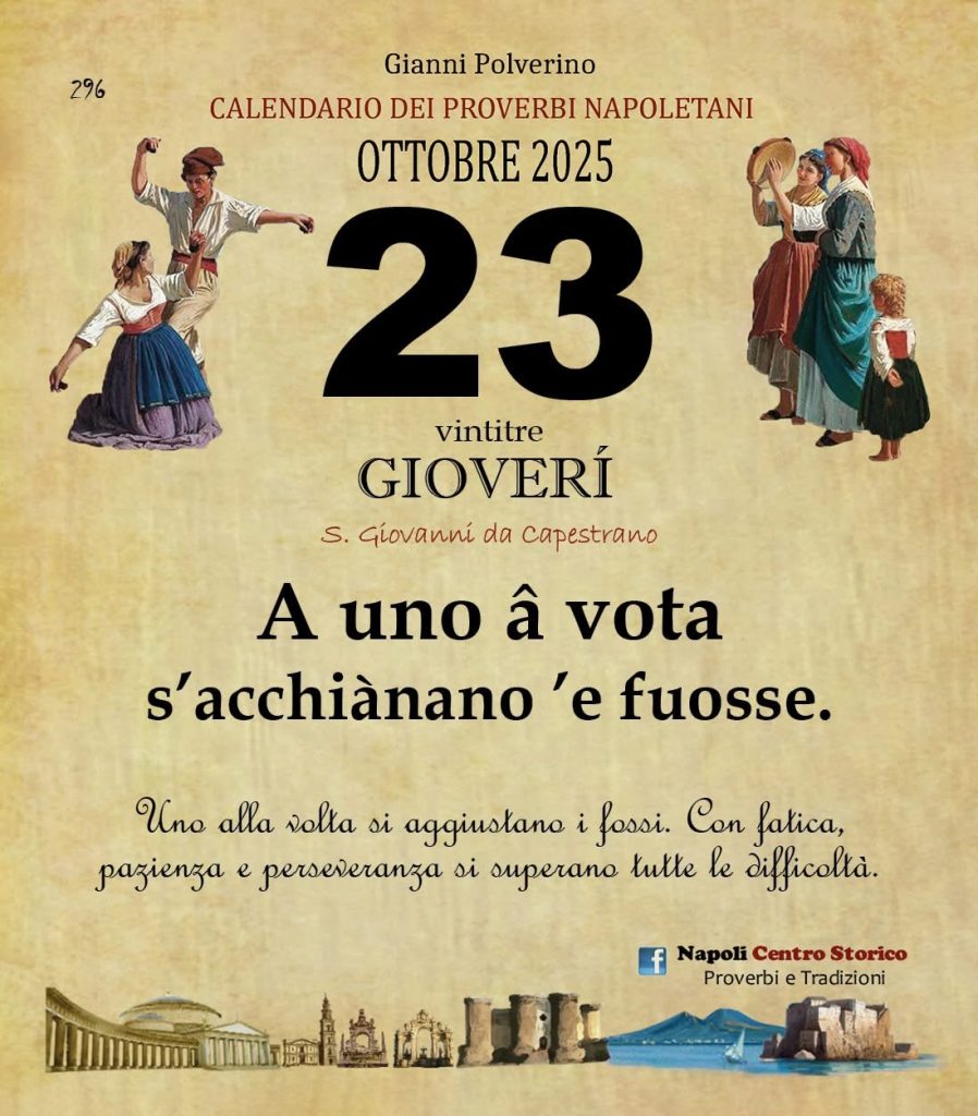 O PRUVERBIO D O JUORNO. Giovedì 23 ottobre 2025