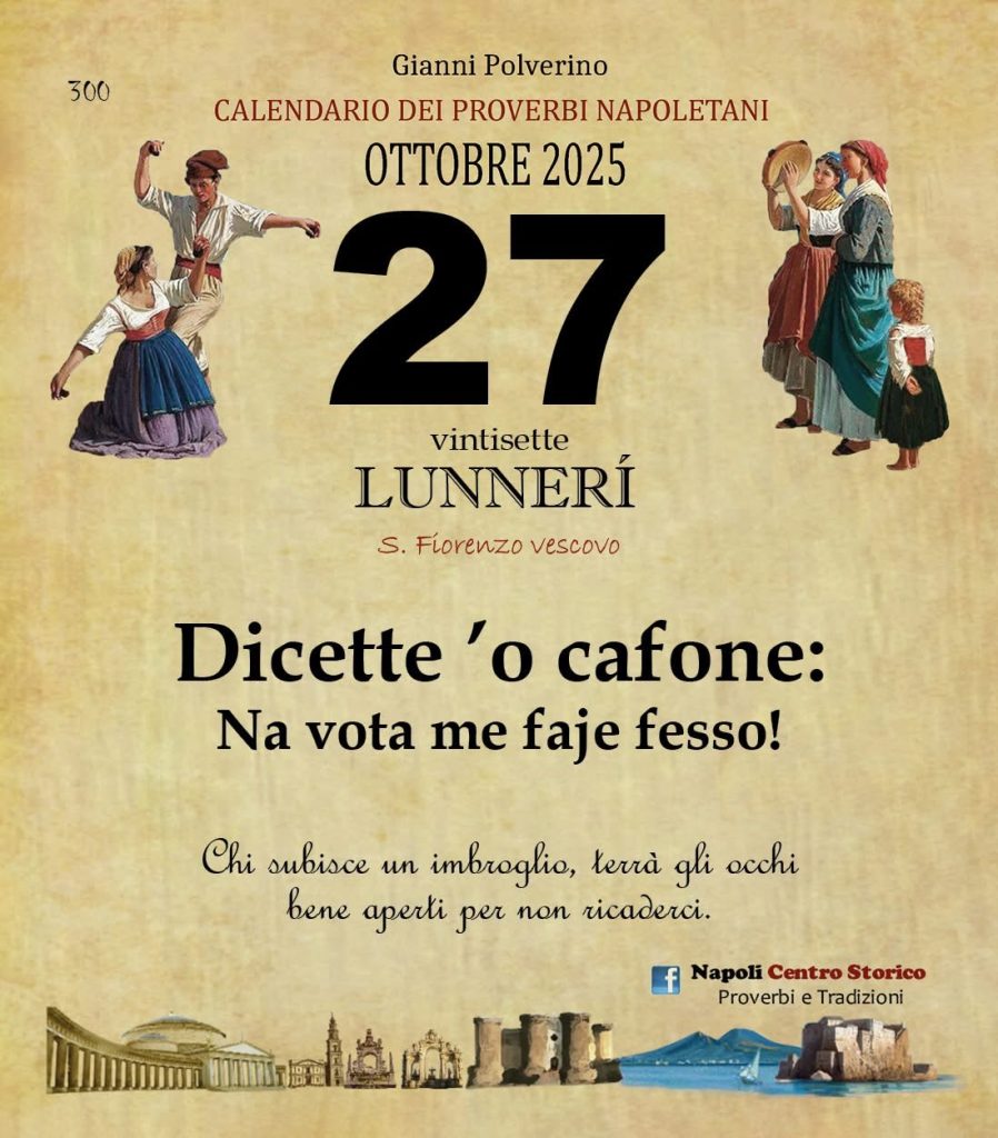 O PRUVERBIO D O JUORNO. Lunedì 27 ottobre 2025