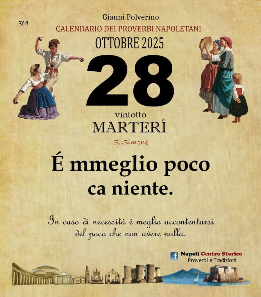 O PRUVERBIO D O JUORNO. Martedì 28 ottobre 2025