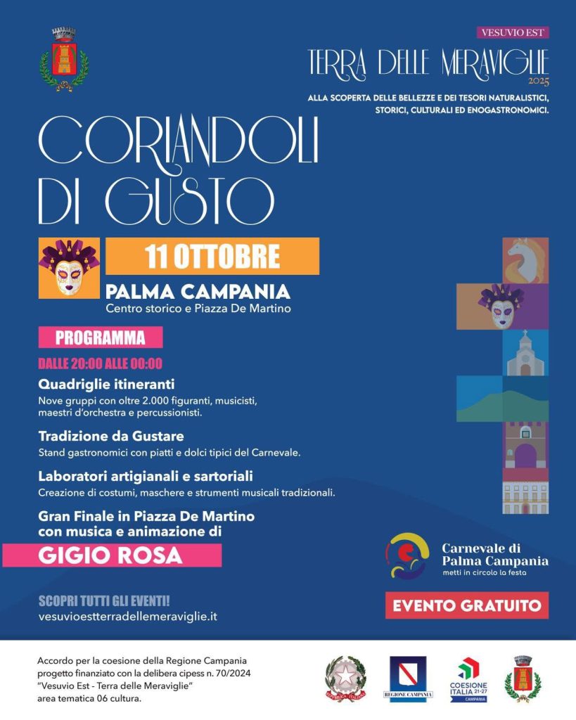 I primi coriandoli a Palma Campania: sabato 11 ottobre non perderti la festa!