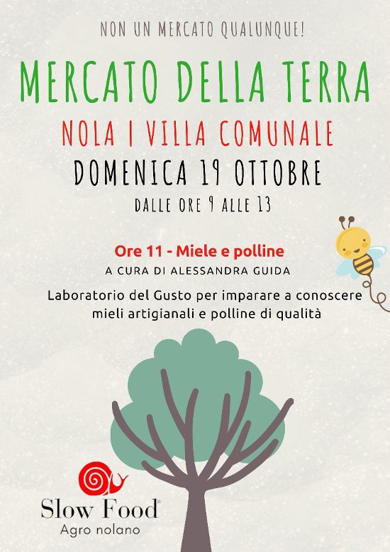 Nola, domenica 19 ottobre appuntamento col Mercato della Terra in Villa comunale