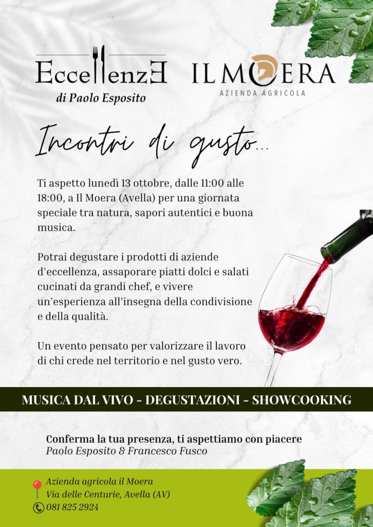 “Incontri di Gusto” al Moera: un viaggio tra sapori autentici e natura ad Avella