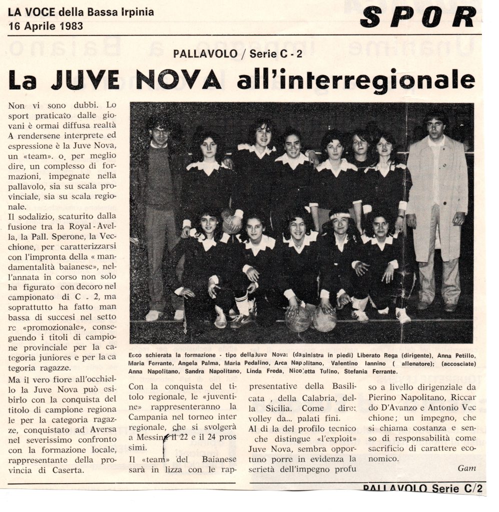 BAIANESE. La Juvenova e la pallavolo Femminile: storia di una rivoluzione.