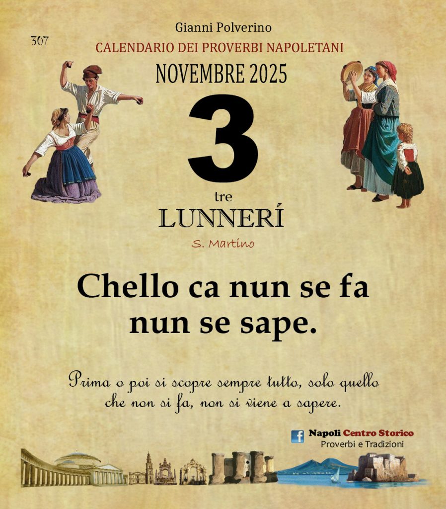 O PRUVERBIO D O JUORNO. Lunedì 3 novembre 2025