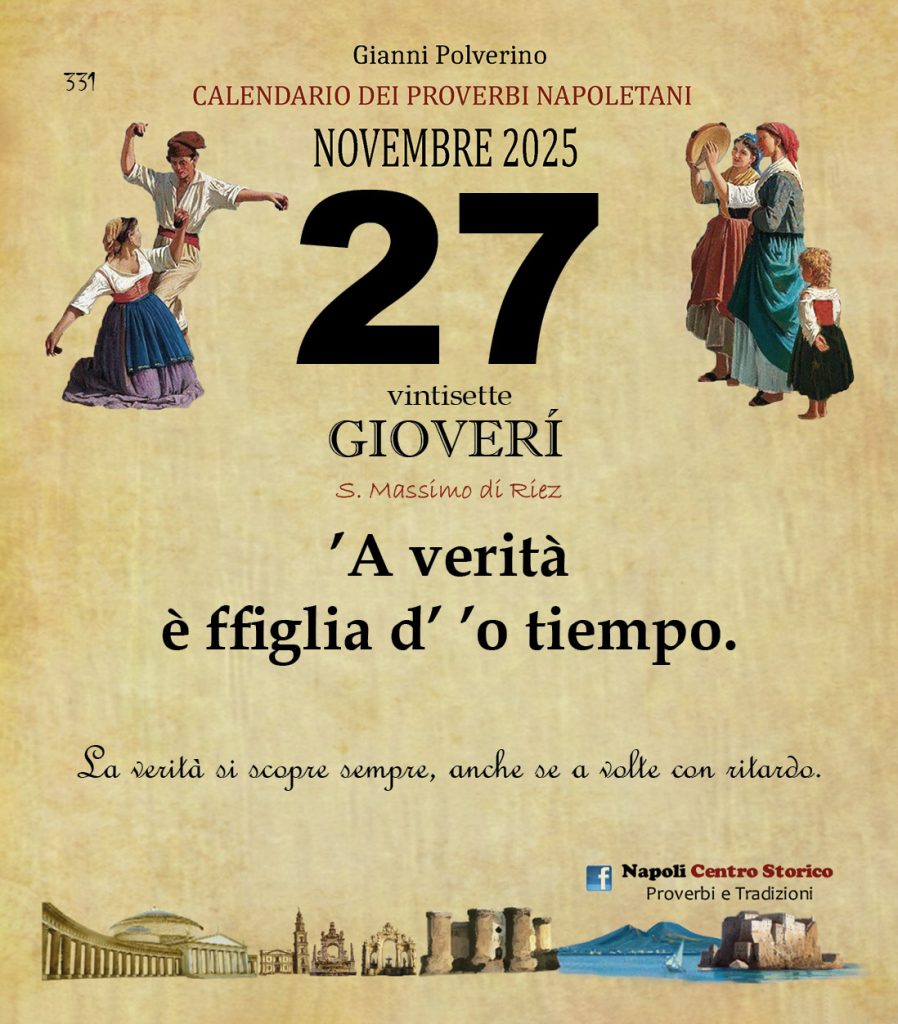 O PRUVERBIO D O JUORNO . Giovedì 27novembre 2025