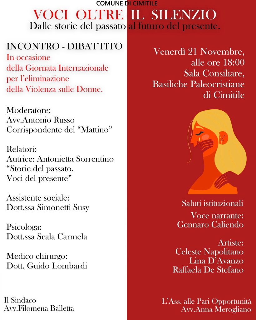 VOCI OLTRE IL SILENZIO: Dalle storie del passato al futuro del presente” Cimitile, 21 novembre – ore 18:00