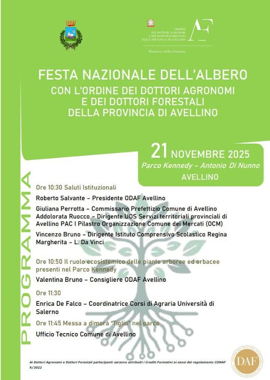 Avellino celebra la Festa Nazionale dell’Albero: iniziativa dell’Ordine dei Dottori Agronomi e Forestali al Parco Kennedy
