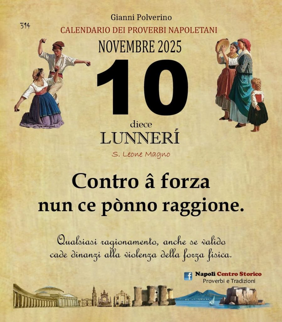 O PRUVERBIO D O JUORNO. Lunedì 10 novembre 2025