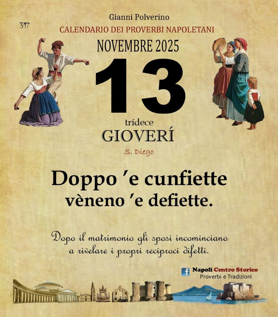 O PRUVERBIO D O JUORNO. Giovedì 13 novembre 2025