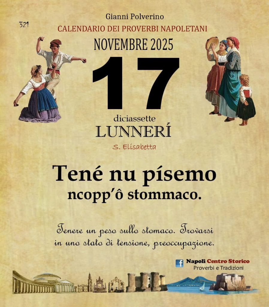O PRUVERBIO D O JUORNO. Lunedì 17 novembre 2025