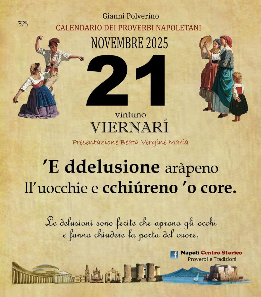 O PRUVERBIO D O JUORNO. Venerdì 21 novembre 2025