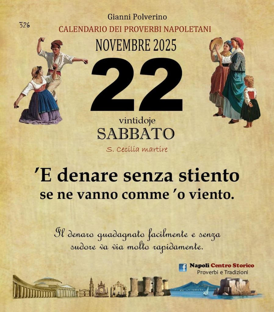 O PRUVERBIO D O JUORNO. Sabato 22 novembre 2025