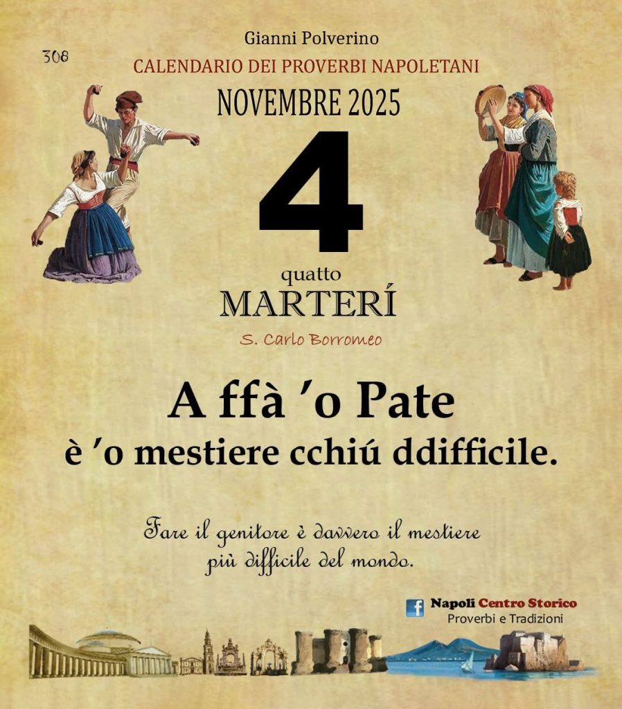 O PRUVERBIO D O JUORNO. Martedì 4 novembre 2025