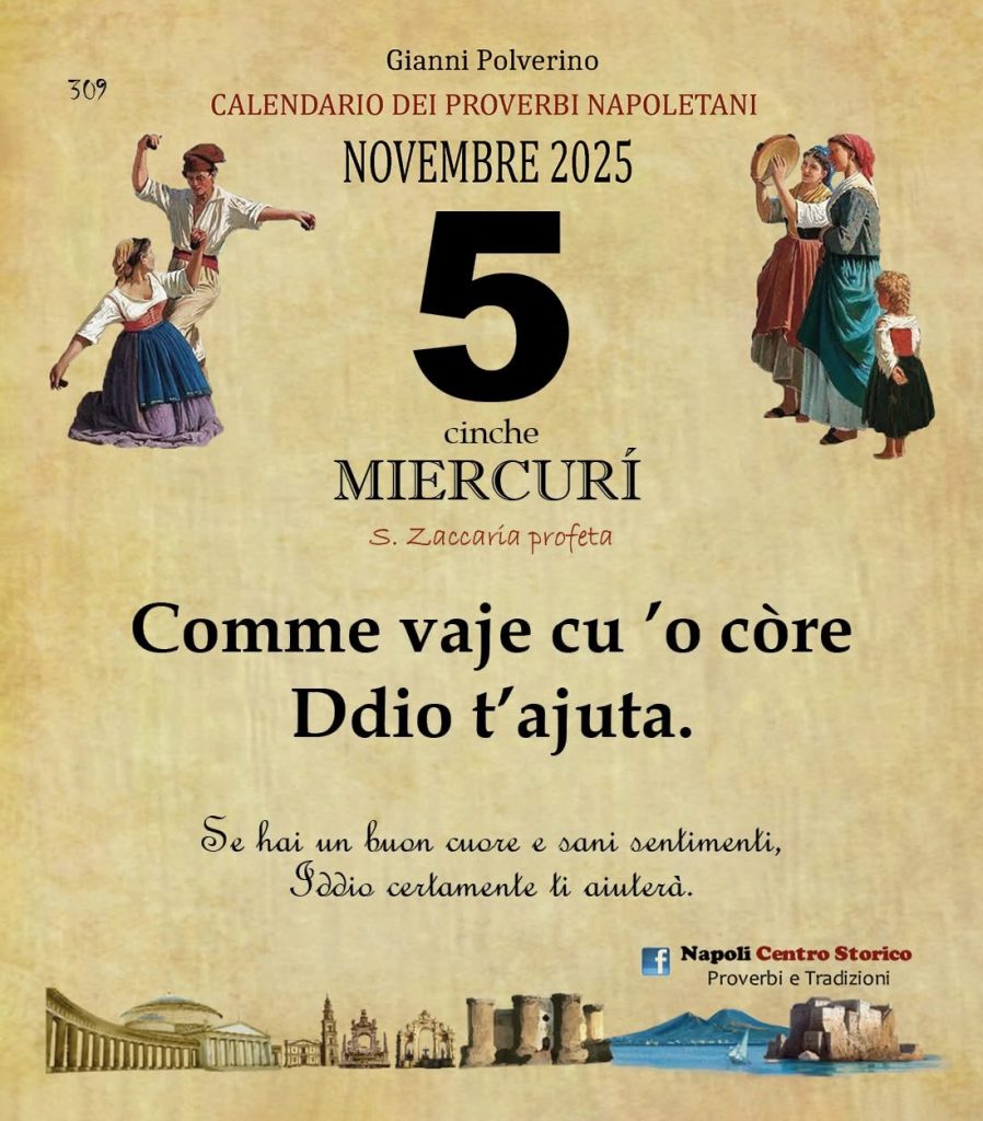 O PRUVERBIO D O JUORNO. Mercoledì 5 novembre 2025