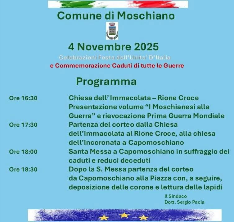 Moschiano celebra il 4 Novembre: memoria, storia e comunità unite nel ricordo dei caduti Moschiano celebra il 4 Novembre: memoria, storia e comunità unite nel ricordo dei caduti