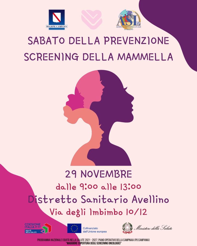 Il sabato è dedicato alla prevenzione oncologica con l’Asl. Doppio appuntamento a Monteforte e ad Avellino con gli screening alla Mammella, al Colon retto e alla Cervice uterina