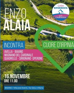 Baiano, Enzo Alaia incontra il “Cuore d’Irpinia”: appuntamento con i cittadini del Mandamento