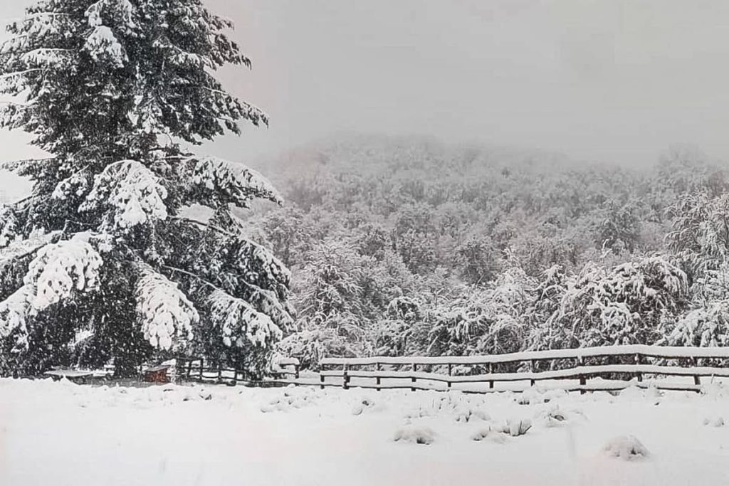 Prima neve a Sant’Angelo a Fasanella: le montagne si trasformano in un paesaggio da fiaba
