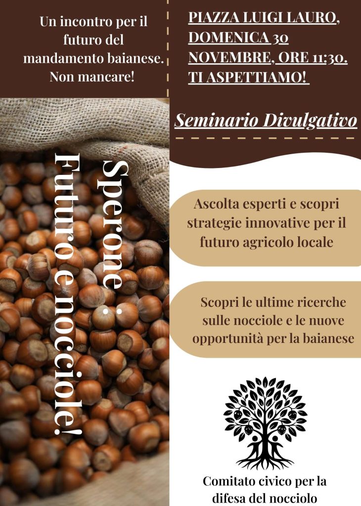 Baianese, Alaia chiama a raccolta i cittadini: “Difendiamo la nostra nocciola, il territorio ha bisogno di noi”