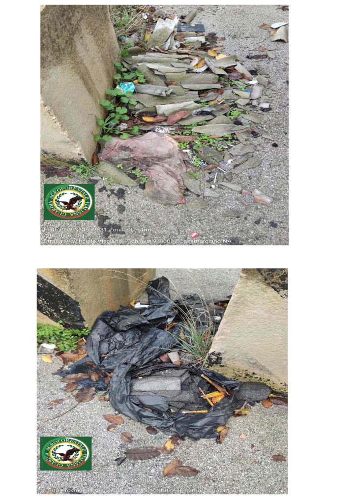 Rifiuti pericolosi abbandonati lungo la Provinciale Visciano–Schiava: la Guardia Agroforestale segnala e chiede interventi urgenti