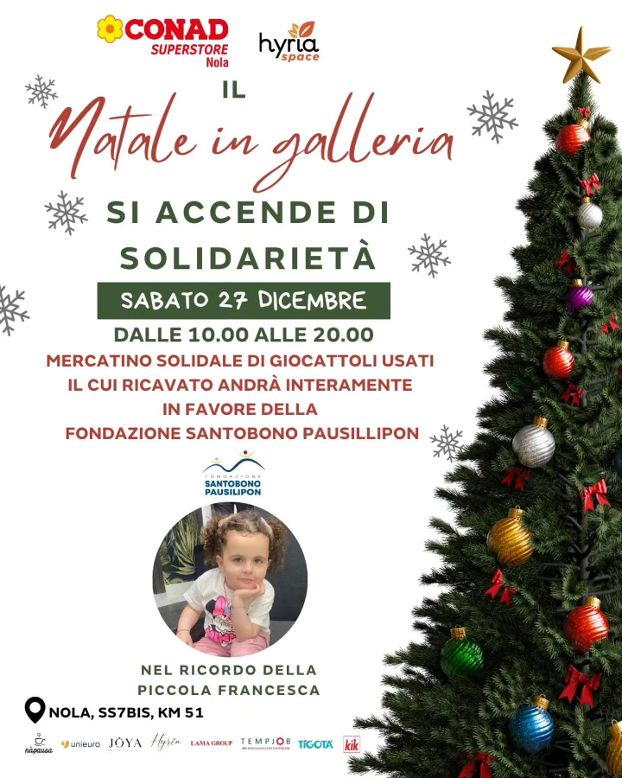 NOLA. Mercatino di giocattoli usati: al via la raccolta fondi per la Fondazione Santobono Pausilipon nel ricordo della piccola Francesca. Domani lo start  dalle ore 10.00