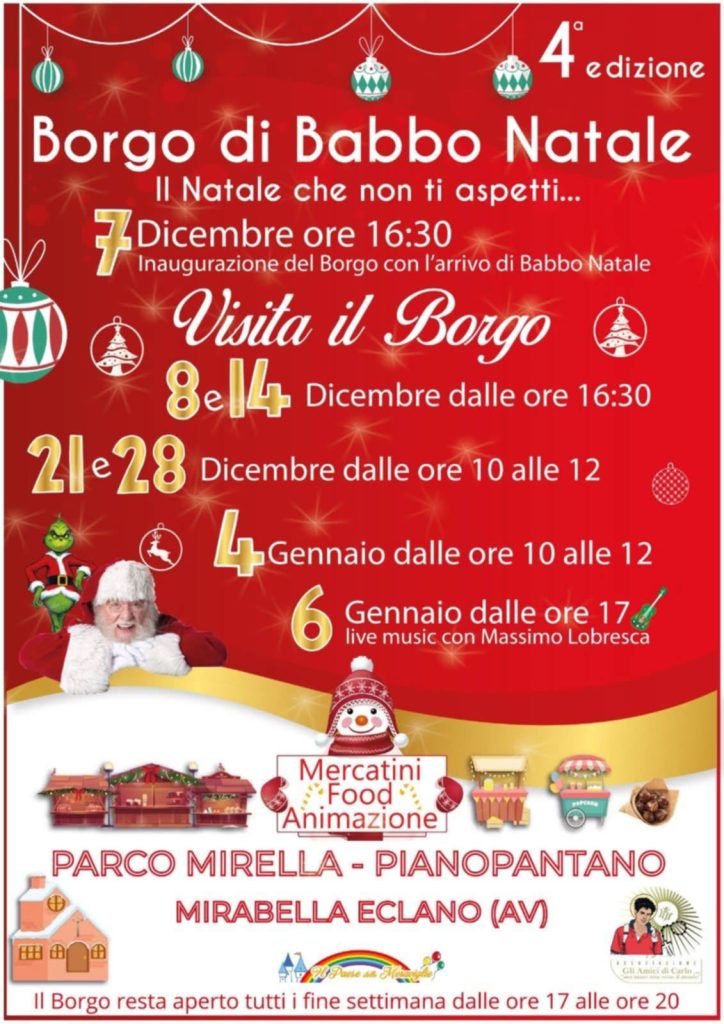Mirabella Eclano accende la magia: al via “Natale Eclanese 2025” e la 4ª edizione del Borgo di Babbo Natale
