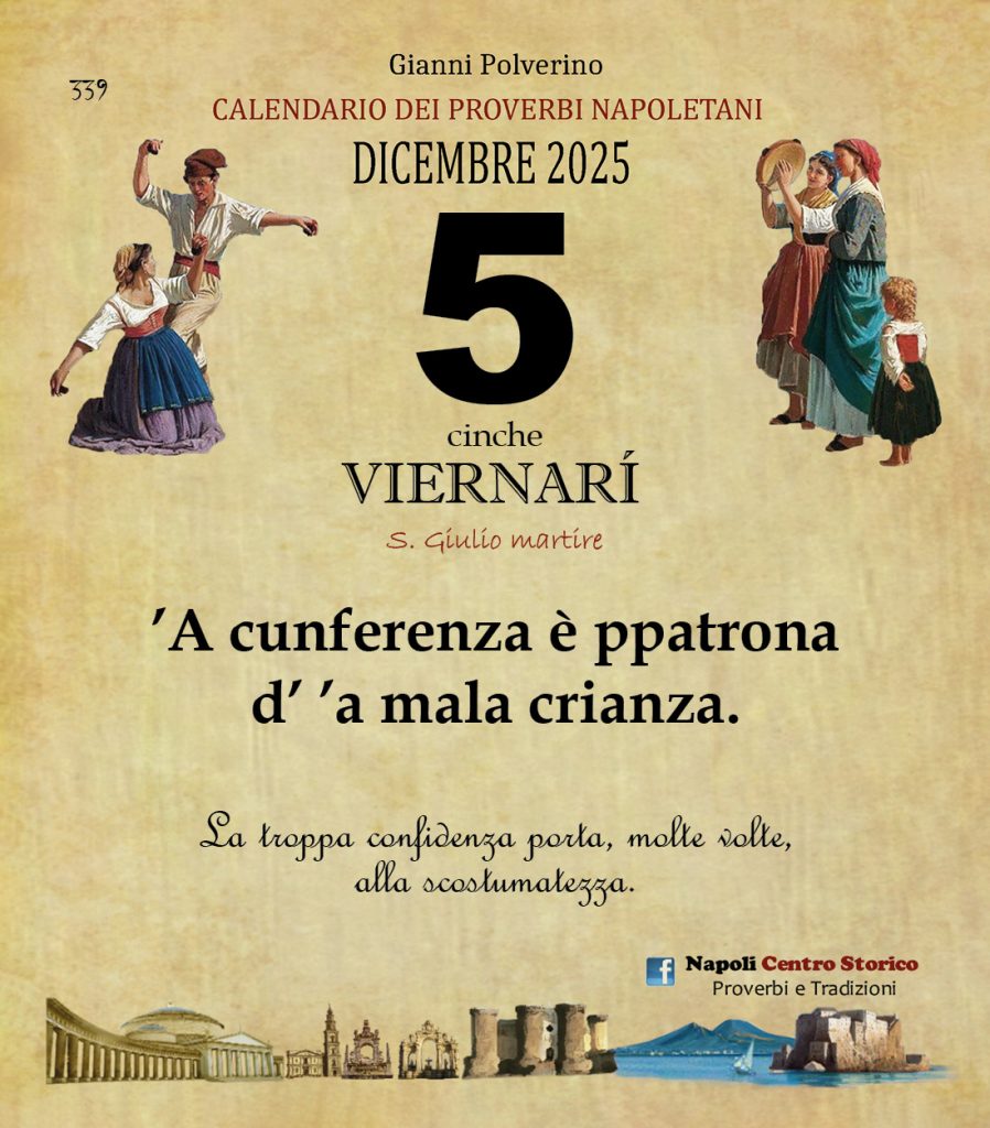 O PRUVERBIO D O JUORNO. Venerdi 5 dicembre 2025