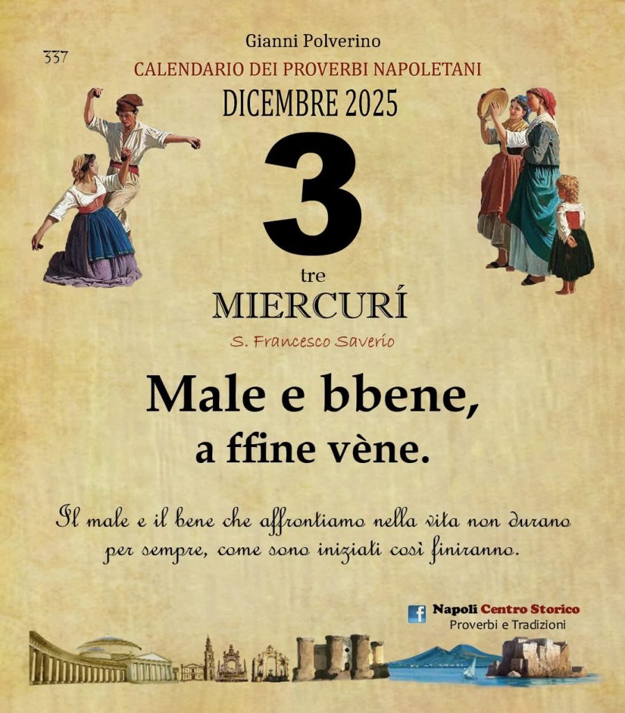 O PRUVERBIO D O JUORNO. Mercoledì 3 dicembre 2025