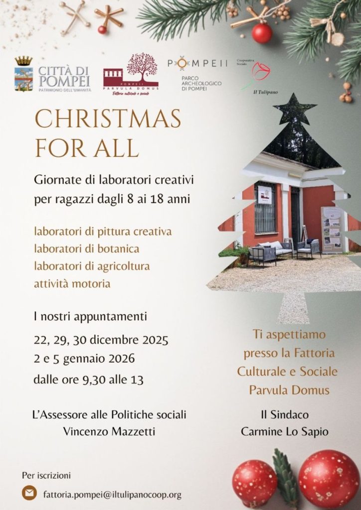 Pompei, un Natale davvero per tutti: al via “Christmas for All”, laboratori inclusivi per ragazzi