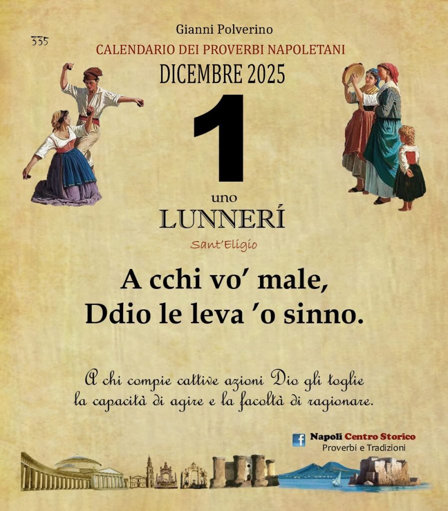 O PRUVERBIO D O JUORNO. Lunedì 1 dicembre 2025
