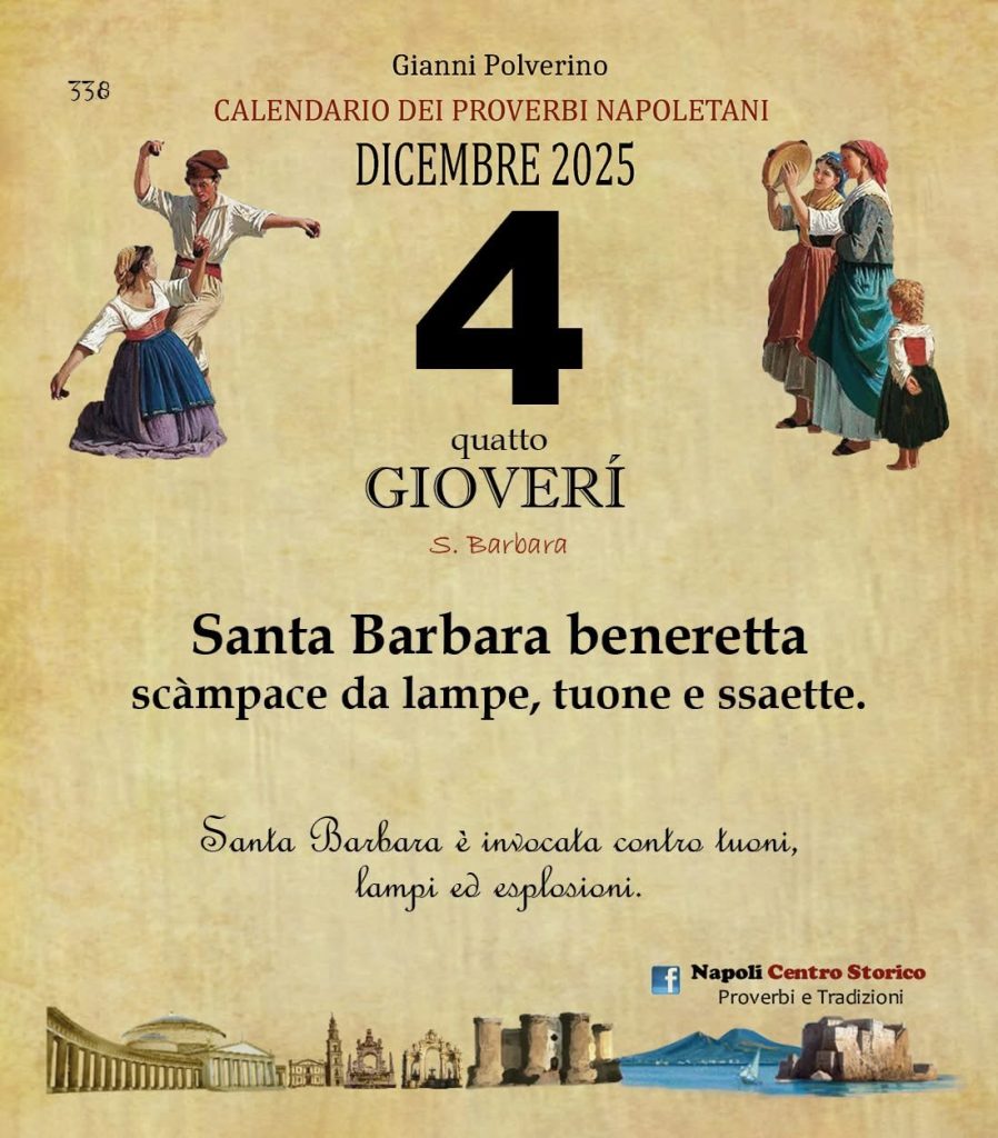 O PRUVERBIO D O JUORNO. Giovedì 4 dicembre 2025