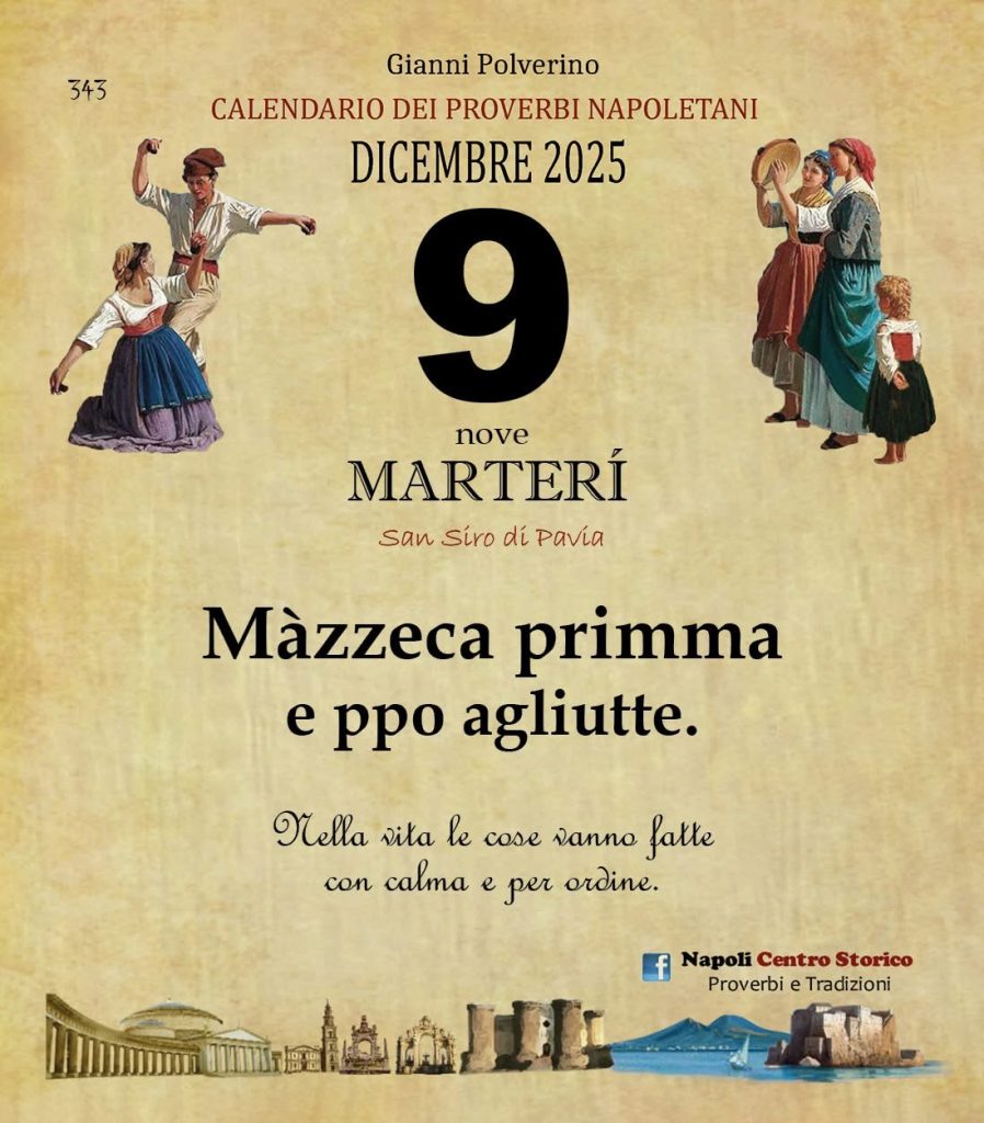 O PRUVERBIO D O JUORNO. Martedì 9 dicembre 2025