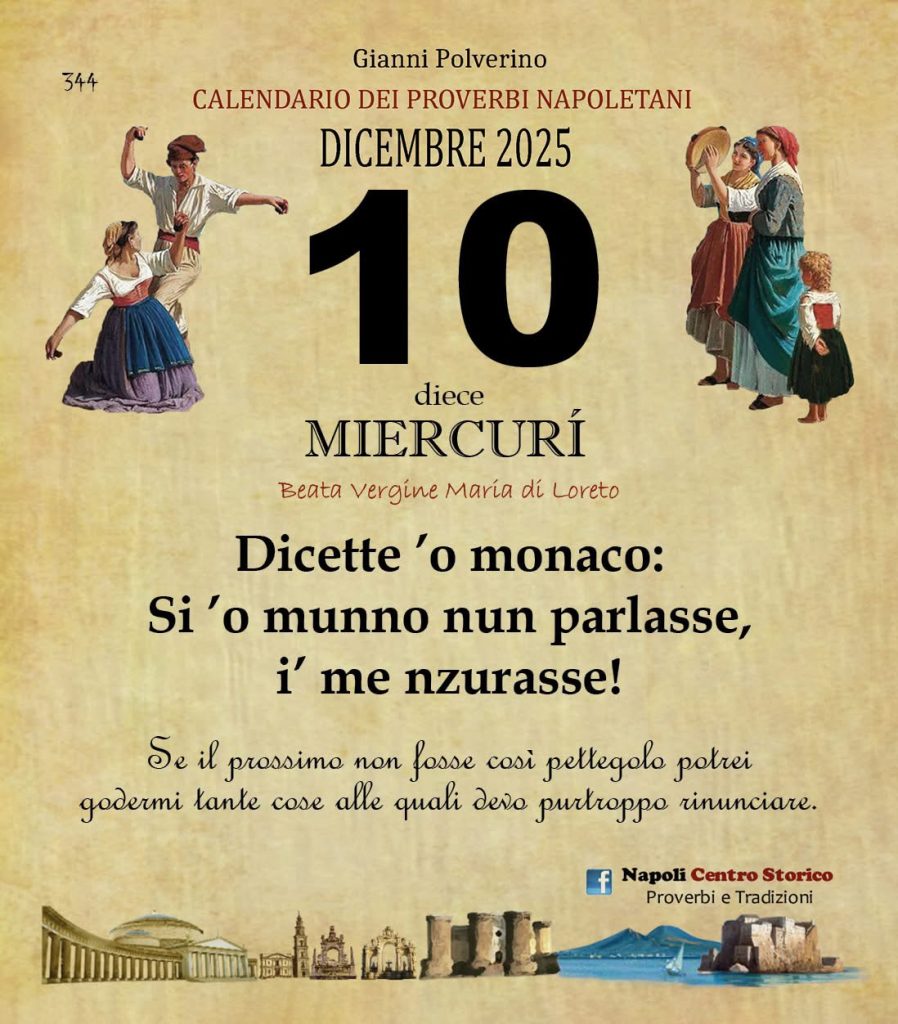 O PRUVERBIO D O JUORNO. Mercoledì 10 dicembre 2025