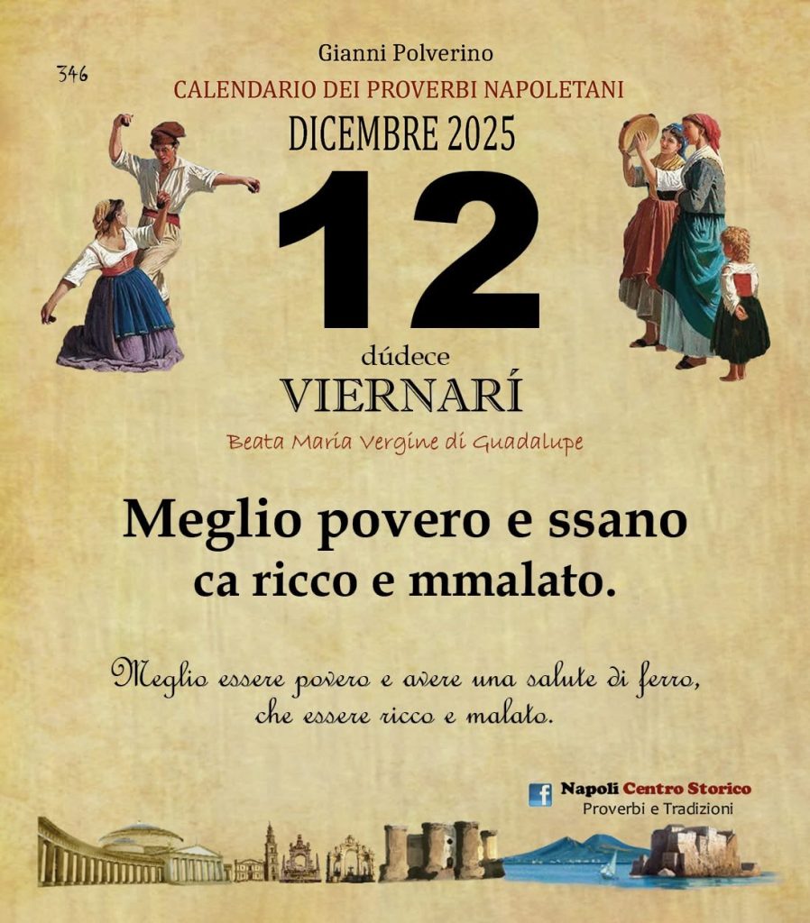 O PRUVERBIO D O JUORNO. Venerdì 12 dicembre 2025
