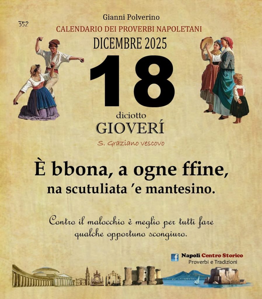 O PRUVERBIO D O JUORNO. Giovedì 18 dicembre 2025